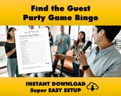 Find The Guest Bingo Game, Minimalist Bridal Shower Bingo Game, Bridal Shower Bingo Game, Simple White Bridal Shower Game, Printable
