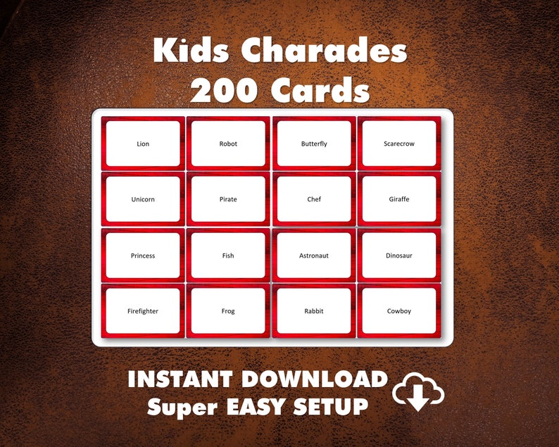 Charades Game for Kids Printable Kid-edition Charades - Etsy