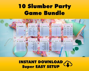 Slumber Party Games bundle Sleepover activity playdate fun activity puzzle charades printable instant download games for birthday party