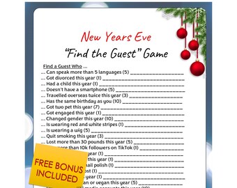 Find the Guest - New Years Eve Party - Bingo Game, Minimalist Bingo ...