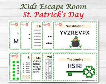St Patrick's Day Escape Room for Kids - St Patrick's Day - family game night, playdate, party or classroom activity - printable game