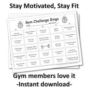 Fitness Bingo Gym Challenge - Printable Workout Game for Gym Owners, Fun Exercise Motivation
