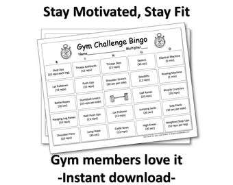 Fitness Bingo Gym Challenge - Printable Workout Game for Gym Owners, Fun Exercise Motivation