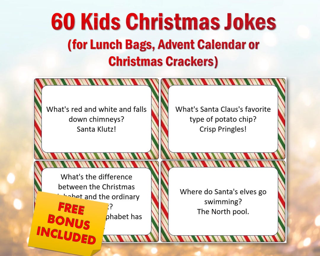 Christmas Jokes, Christmas Cracker Jokes, Christmas Lunchbox Jokes, Christmas Printable Advent ...