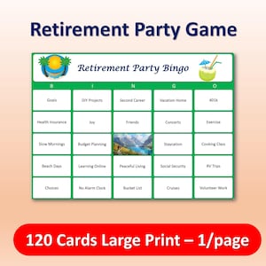 Retirement Party Bingo Game - A Fun Way to Celebrate Retirement, 120 Printable Cards Included, fun retirement game, retirement ideas