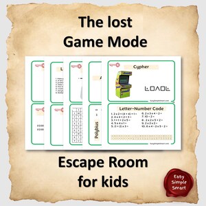 Escape Room Kids, Videogames theme, Birthday Party Games, Kids Puzzles, Family Game Night, Scavenger Hunt, Cipher, family bonding activity