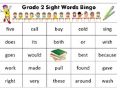 Grade 2 sight words Bingo Cards - Grade 2 - Dolch collection - Learn to read fast - Word Games - Bingo with words - 120 cards