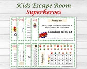 Escape Room Kids, Superheroes theme, Birthday Party Games, Kids Puzzles, Family Game Night, Scavenger Hunt, Cipher, family bonding activity