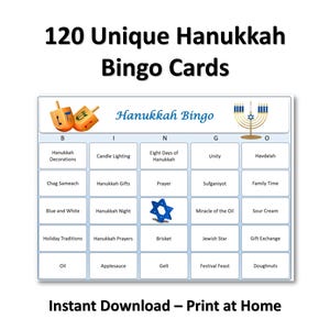Hanukkah Bingo Game - Fun and Printable Activity for Family, Kids, and Friends at Hanukkah Parties and Celebrations
