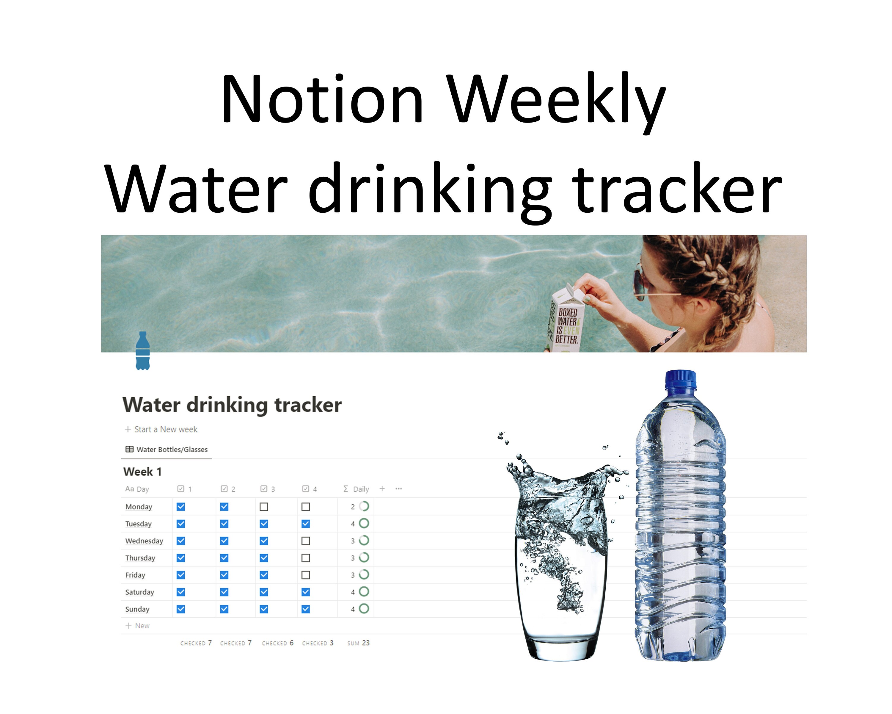 Notion Water Tracker Drinking Water Habit Tracker Notion Etsy Canada