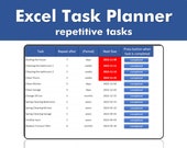 Excel Task Planner for recurring tasks - Tasks get rescheduled based on when they are completed - Completed Log - keeps you on track.