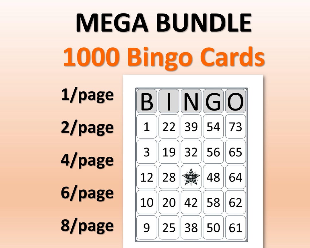 Bingo Cards Basic Design - Black and White Bingo Cards, Multiple Sizes ...
