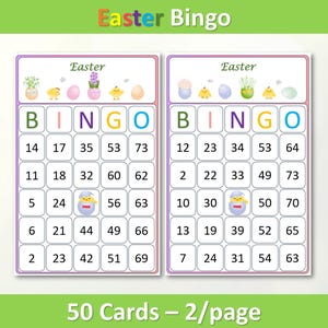 Cartes de bingo de Pâques - Jeu de fête de Pâques - Jeux de Pâques amusants - Jeu de BINGO de Pâques pour enfants et adultes