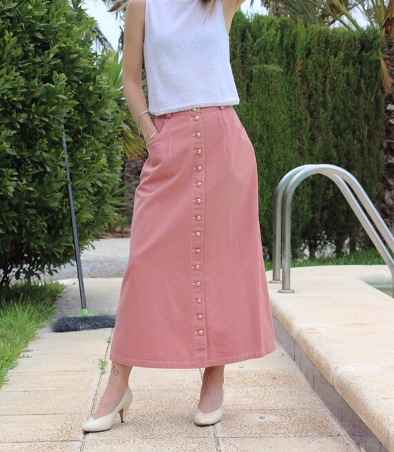 soft denim midi skirt