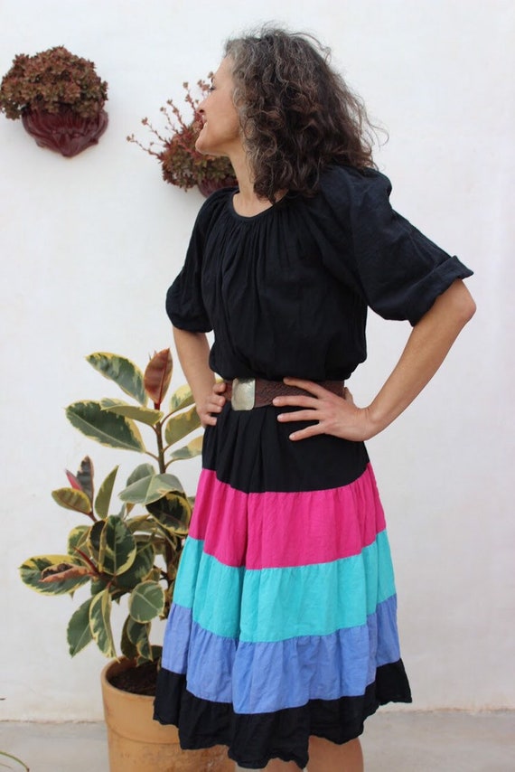 Drop waisted color blocked dress with tiered skir… - image 3