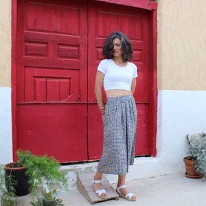 Vintage 90s Panther Petite geometric floral midi skirt