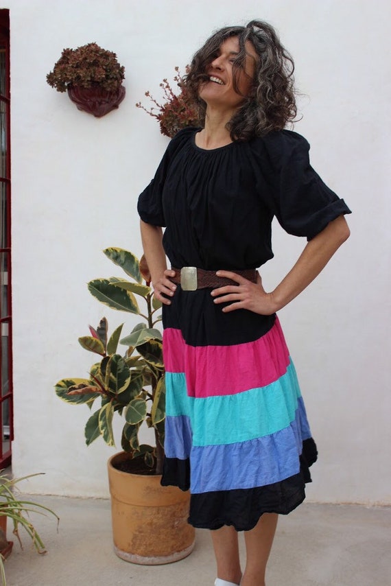 Drop waisted color blocked dress with tiered skir… - image 5