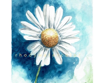 Daisy watercolor art print