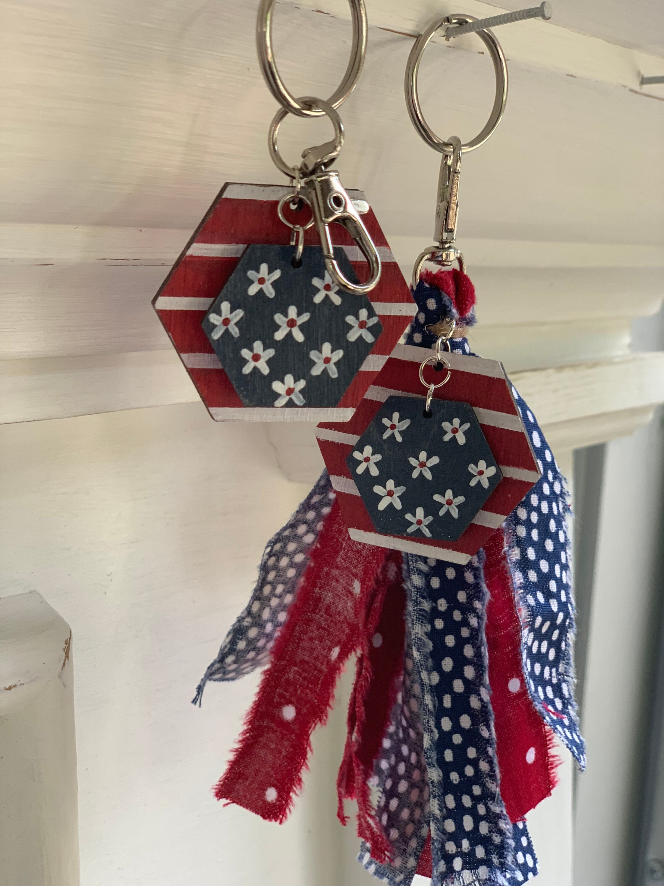 Patriotic Keychain / Tassel Keyring / Fabric Tassel Etsy