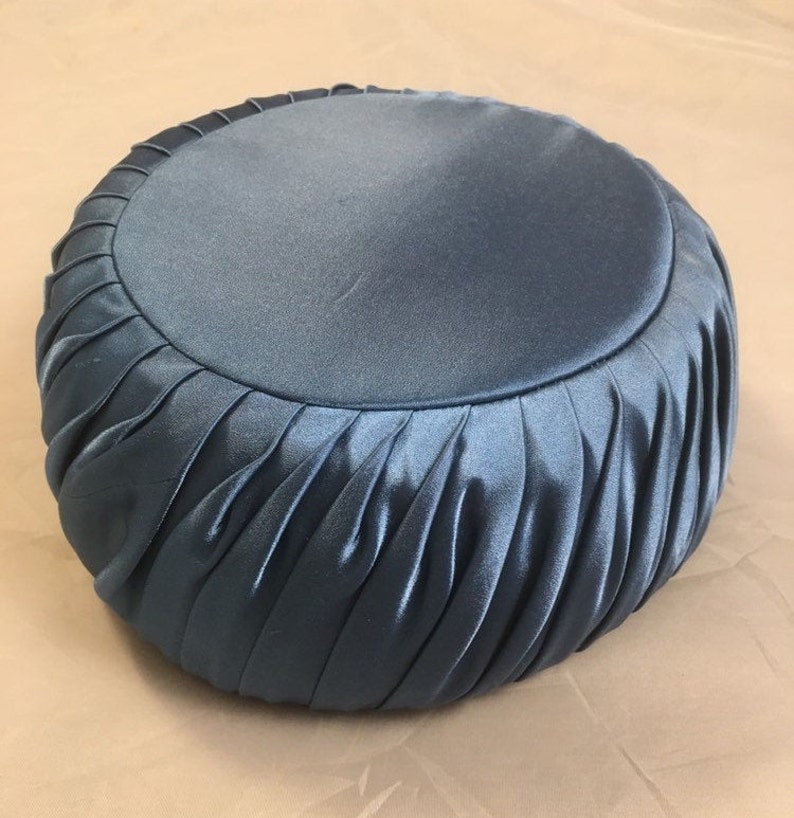 Vintage Classic Vertical Pleated Satin Pillbox Hat by Livingston Bros