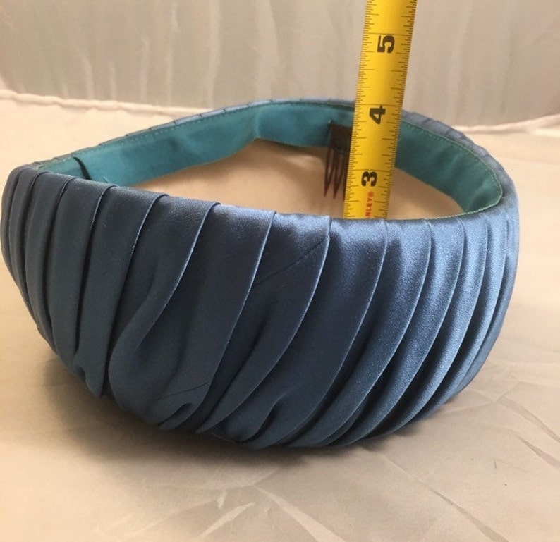 Vintage Classic Vertical Pleated Satin Pillbox Hat by Livingston Bros