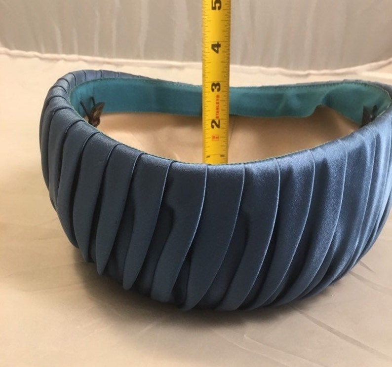 Vintage Classic Vertical Pleated Satin Pillbox Hat by Livingston Bros
