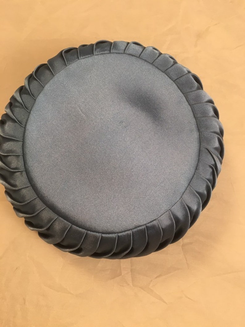 Vintage Classic Vertical Pleated Satin Pillbox Hat by Livingston Bros