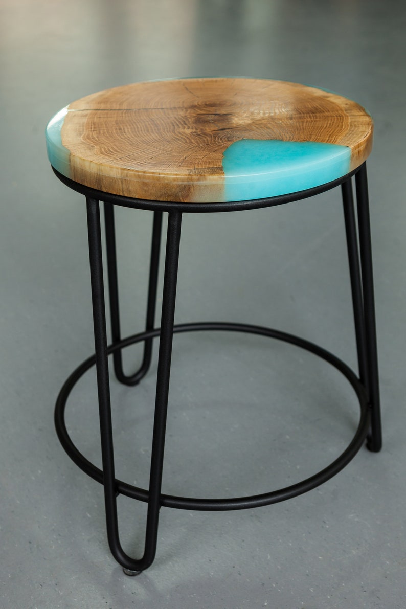 Chair Epoxy Stool Epoxy Wood Chair Wood Stool Custom Made Oak Etsy