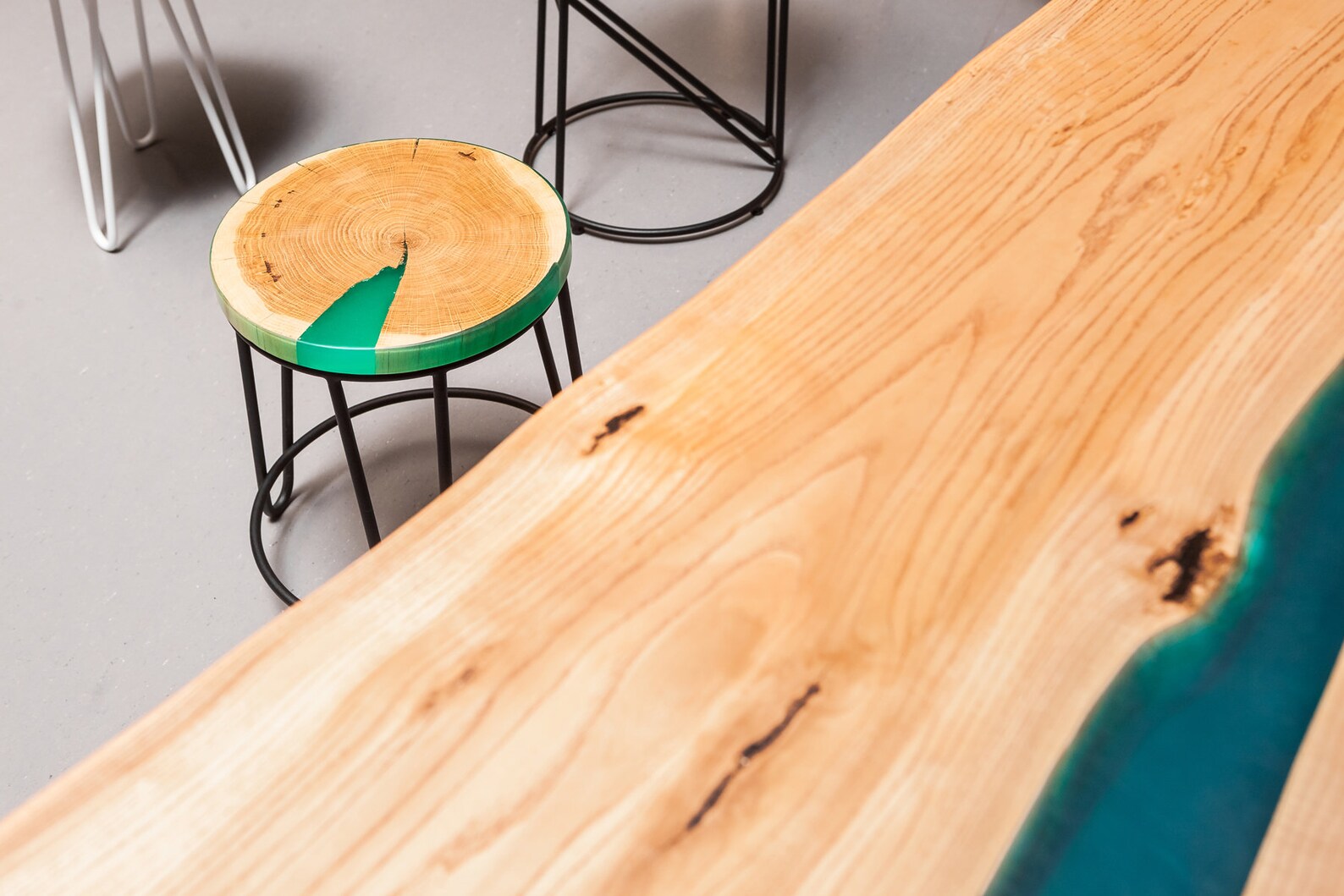 Chair Epoxy Stool Epoxy Wood Chair Wood Stool Custom Made Oak Etsy