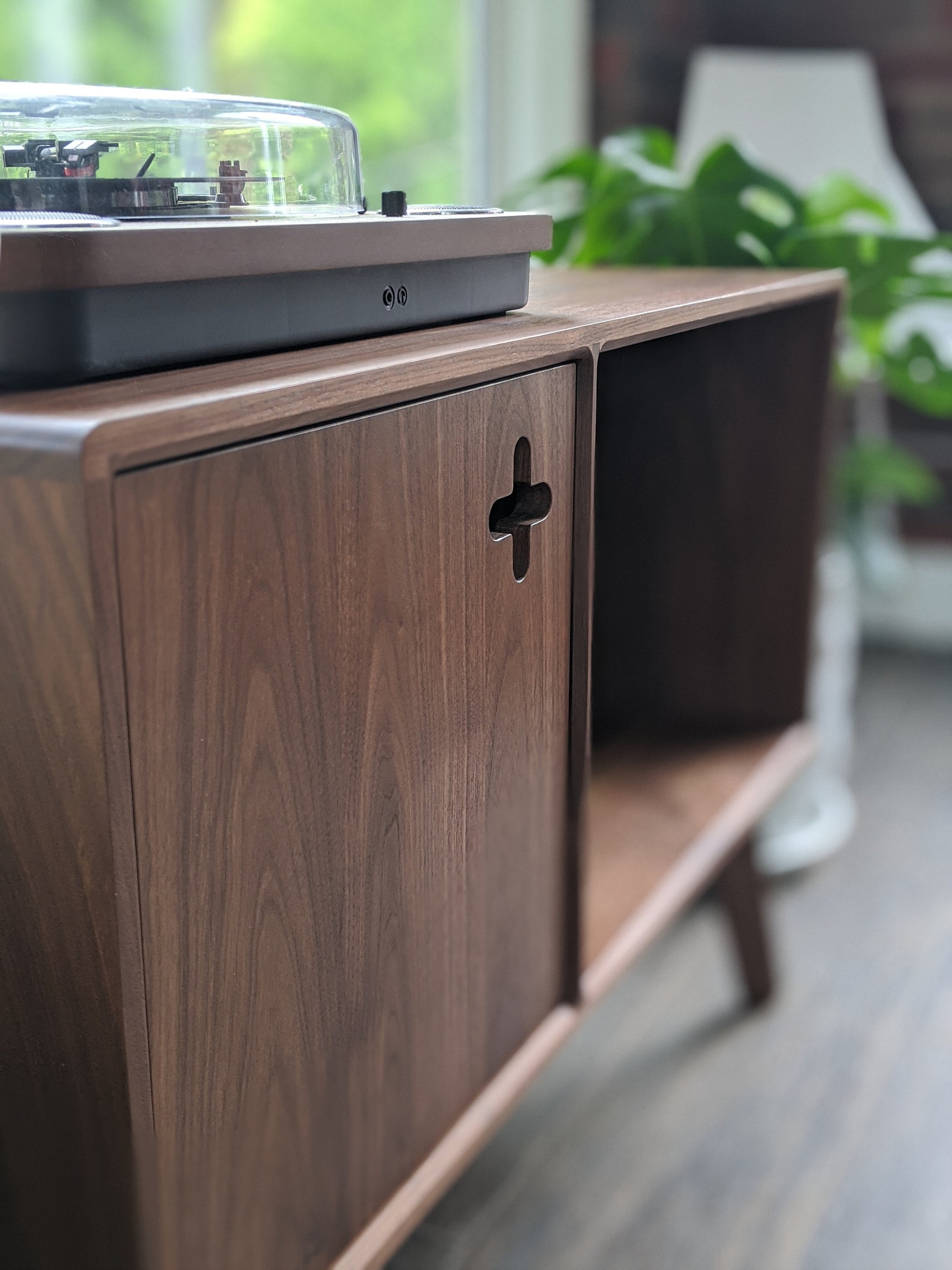 Mid Century Modern Record Player Stand Walnut Record Storage Etsy