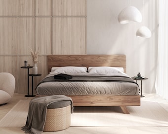 Luca Bedframe | Queen Bedframe, King Bedframe, Walnut Bed, Oak Bed,  Danish Modern Bed, Headboard, Bedroom Furniture