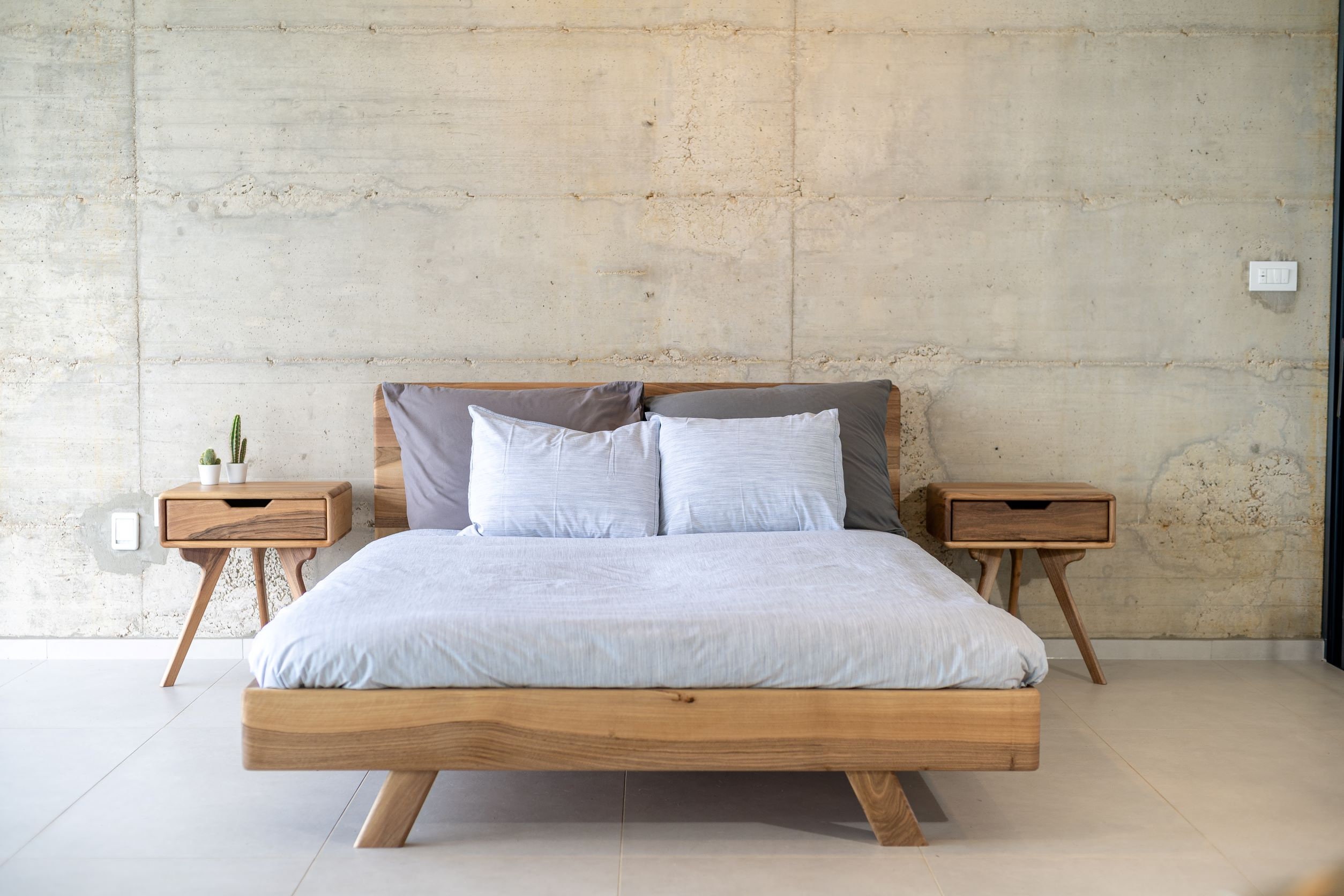 Modern wood 2024 king bed frame