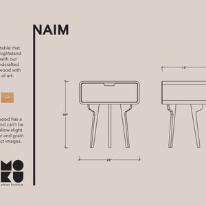 Naim Nightstand Walnut Nightstand, Bedside Table, Scandinavian design, side table with a drawer image 10