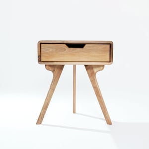 Naim Nightstand Walnut Nightstand, Bedside Table, Scandinavian design, side table with a drawer image 1