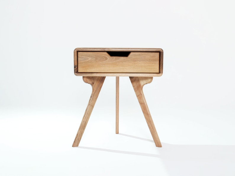 Naim Nightstand Walnut Nightstand, Bedside Table, Scandinavian design, side table with a drawer image 1