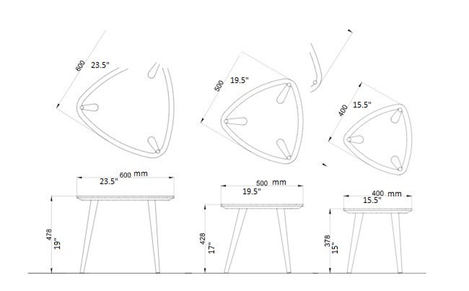 Primera Nesting Tables Oak Coffee Table Club Table Deltoid Etsy