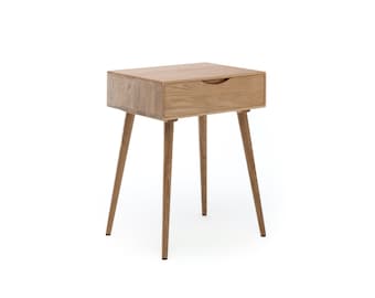 Primera End Table Oak - Primo Dia | Oak Side table, Nightstand, End table, Scandinavian Design, Side table with soft-closing drawer