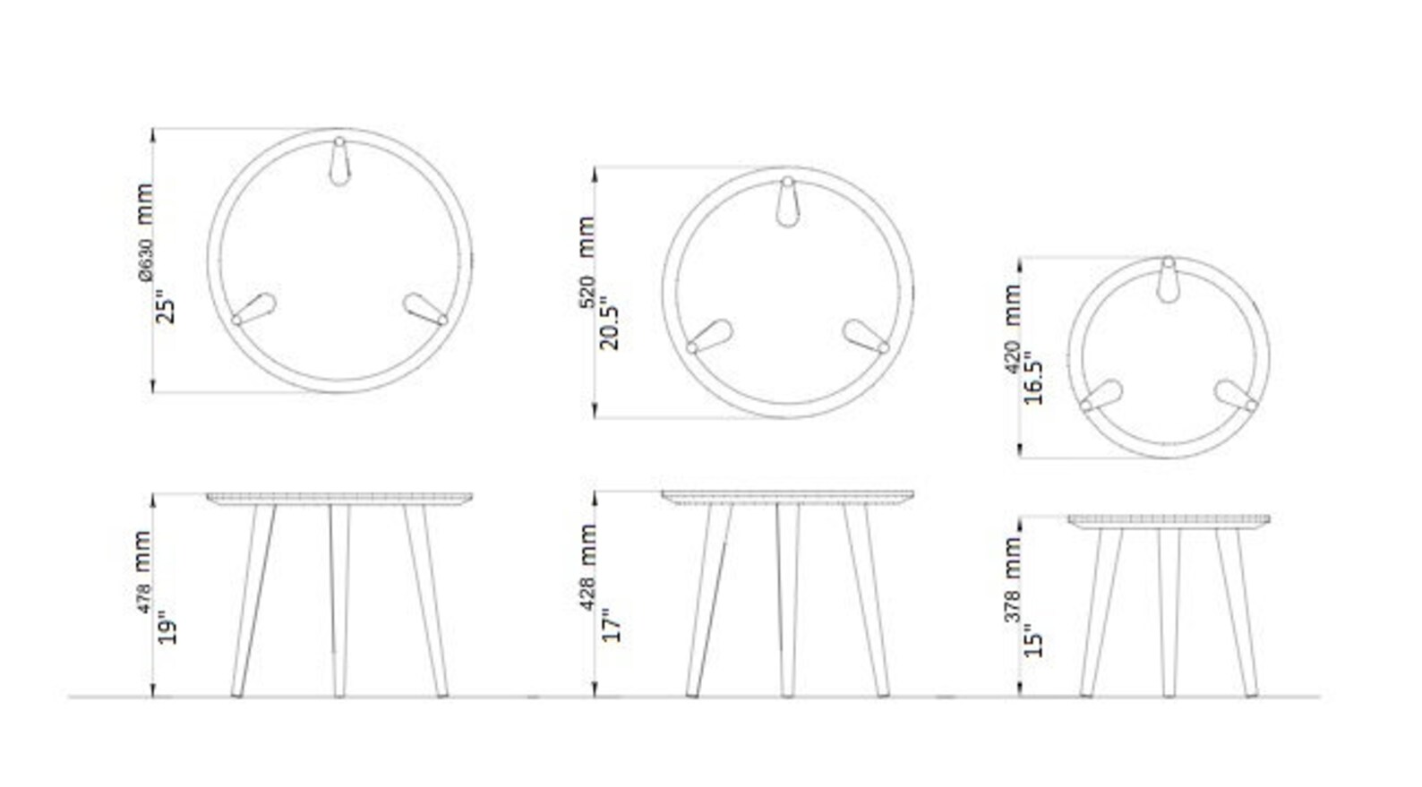 Primera Round Nesting Tables Oak Coffee Table Round Set Etsy
