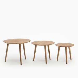 Primera Round Nesting Tables | Oak Coffee Table, Round Set, Minimalist, Mid Century Modern