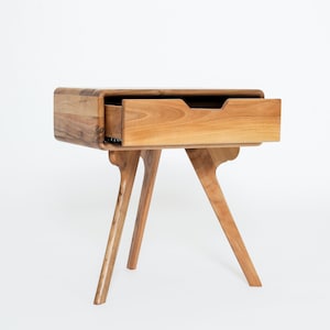 Naim Nightstand Walnut Nightstand, Bedside Table, Scandinavian design, side table with a drawer image 2