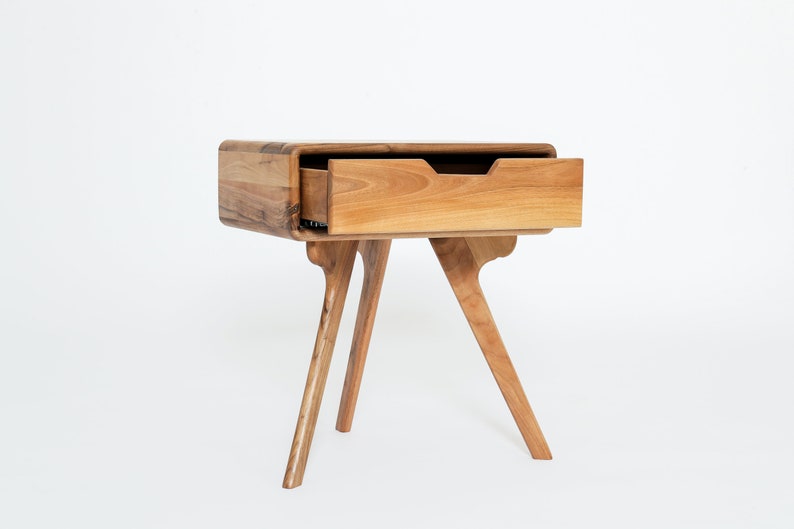 Naim Nightstand Walnut Nightstand, Bedside Table, Scandinavian design, side table with a drawer image 2