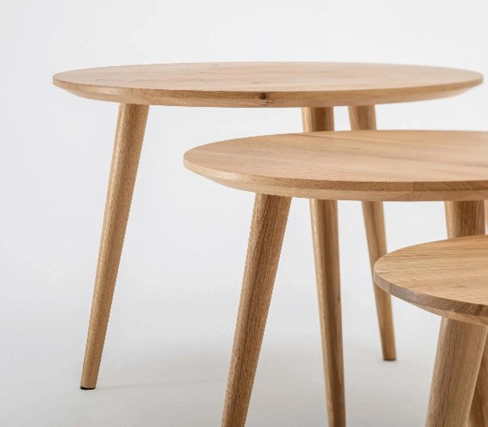Primera Round Nesting Tables Oak Coffee Table Round Set Etsy