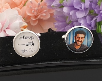 Personalised Photo Cufflinks - Add Photos to personalise groom gift Wedding Cufflinks Gift for Groom