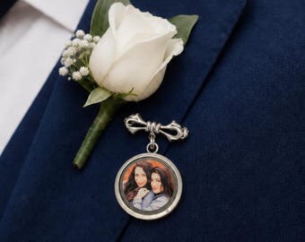 Lapel Pin Men - Memorial Lapel Pin - Custom Photo Lapel Pin - Lapel Pin with Photos - Funeral Lapel Pin Memorial Gift Personalised