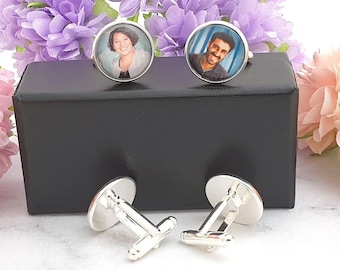 Personalised Photo Cufflinks - Add Photos to personalise groom gift Wedding Cufflinks Gift for Groom