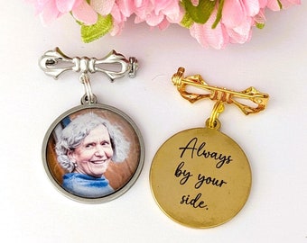 Memorial Custom Photo Bow Lapel Pin/Memorial Buttonhole/In memory Lapel Pin/Photo Badge/Memorial Photo Pin/Wedding Pin/Graduation Gift