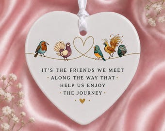 Ceramic Heart Hanging Decoration, Friendship gift, Thinking of you, Enjoy the journey