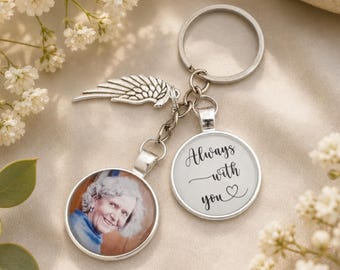 Personalised Photo Keyring Memorial Bereavement Memory Gifts Lost Love Keepsake- Always With You