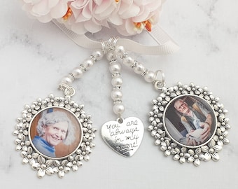 Customised Wedding Bouquet Memory Photo Charm, Diamante Charm, Bridal Pendant Memorial Remembrance Photo You Are Always In My Heart