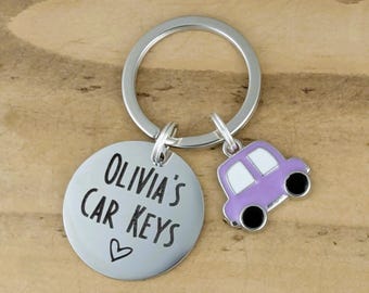 Personalized New Car Keyring, Stainless Steel Charm, New Driver Gift